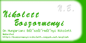 nikolett boszormenyi business card